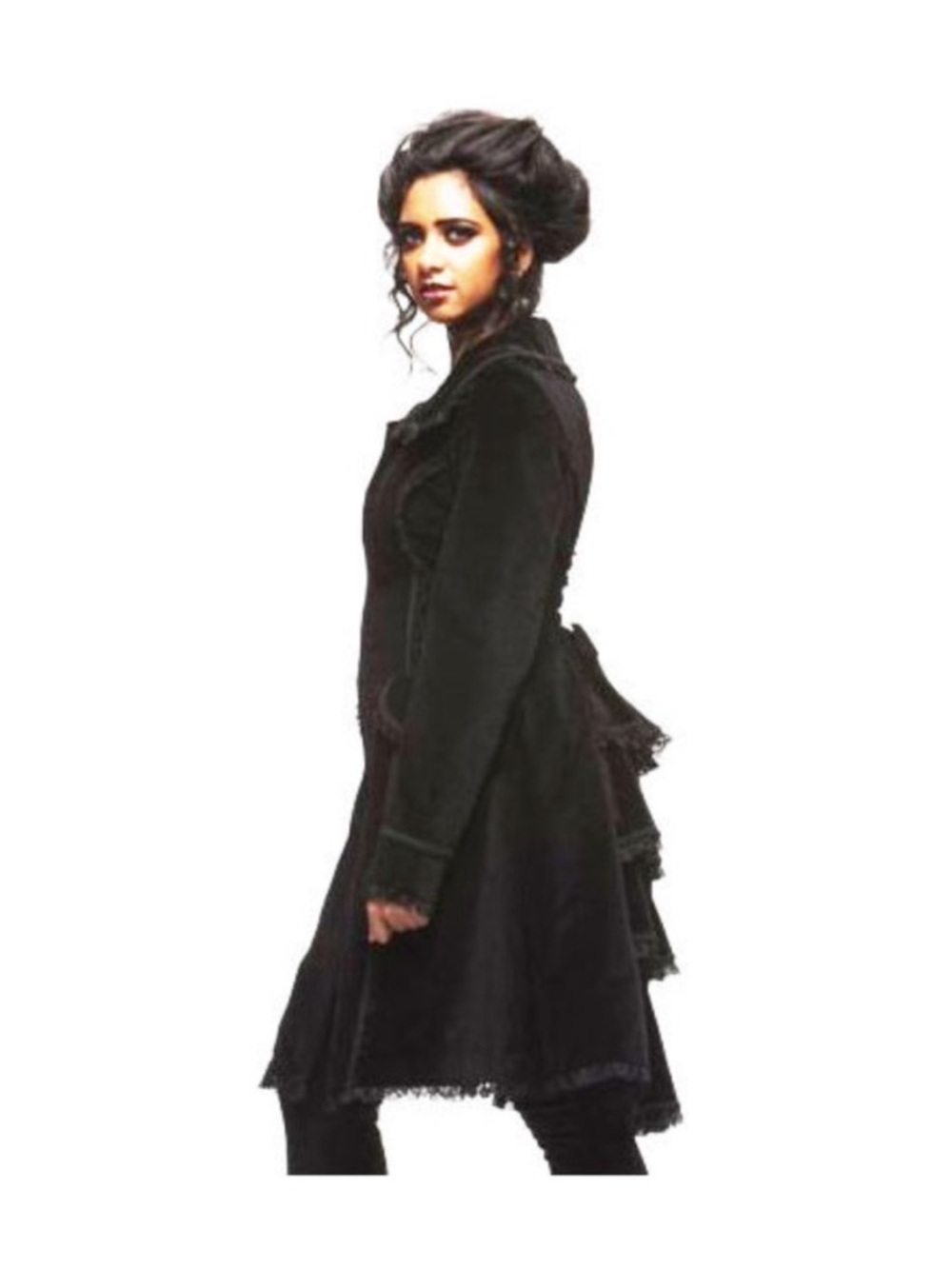 Spin Doctor Black Velvet Lace-Trimmed Goth Steampunk Victorian Coat - Picture 16 of 16